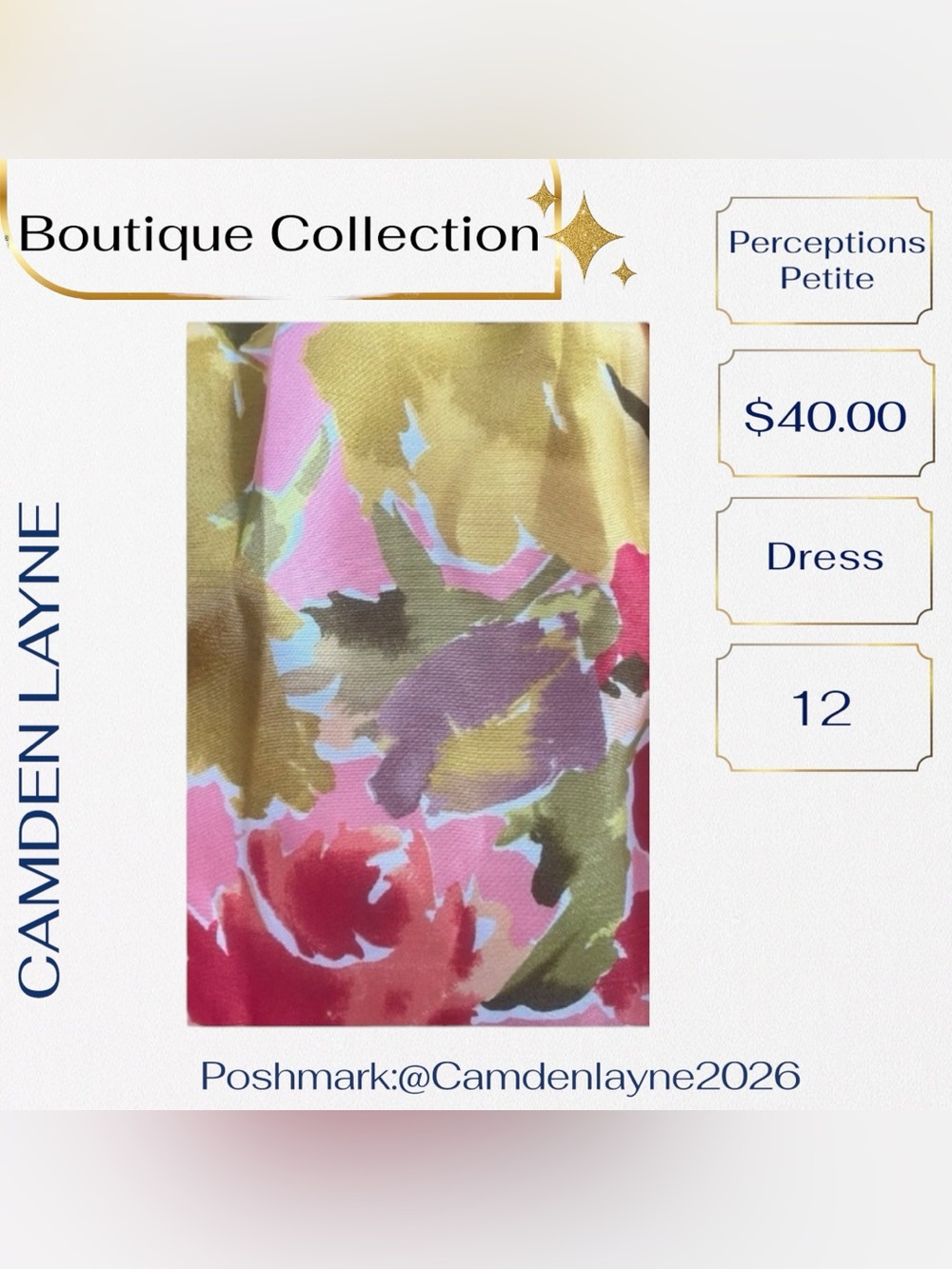 Perceptions Pink with Gold, Red and Green A-Line V-Neck Cocktail Dress - Picture 8 of 11